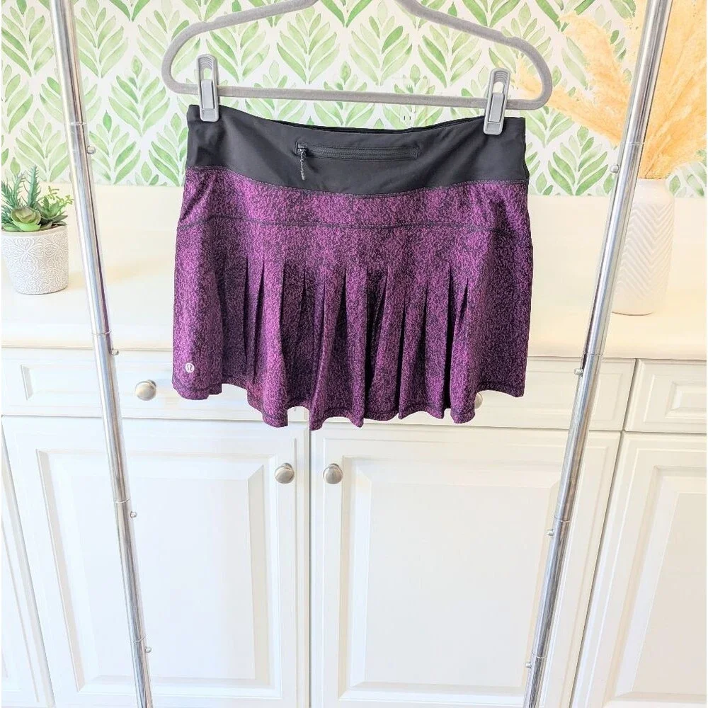 Lululemon Pace Rival Skirt Flashback Static Powdered Rose Violet 8 Tall Purple